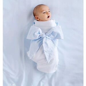 TBBC Buckhead Blue Dallas Dot Bow Swaddle